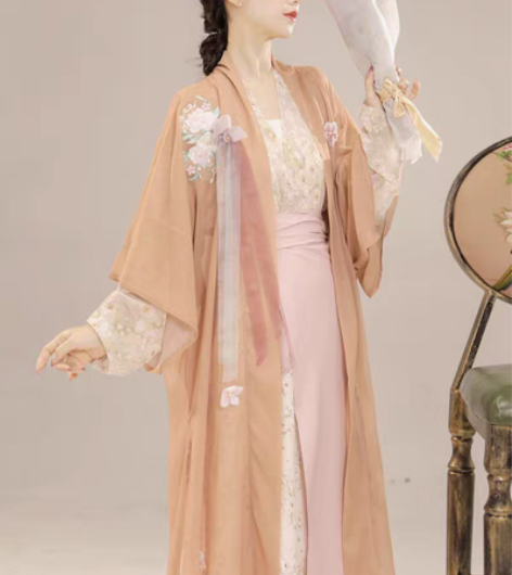 包邮茗月萱山茶改良长干寺飞机袖三裥裙宋制旋...