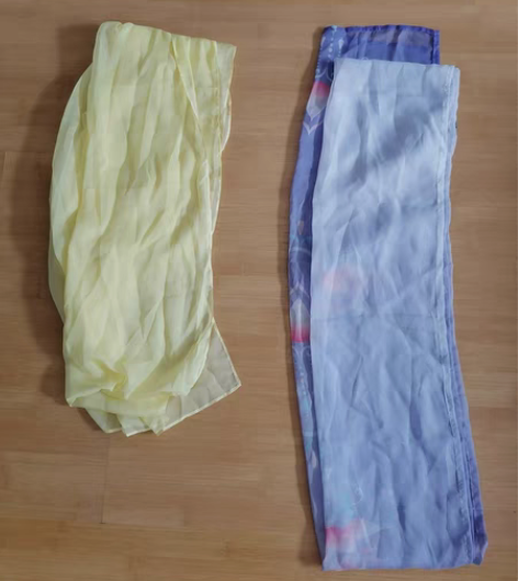 包邮两条汉服披帛，淡黄色无花、渐变淡紫色莲...