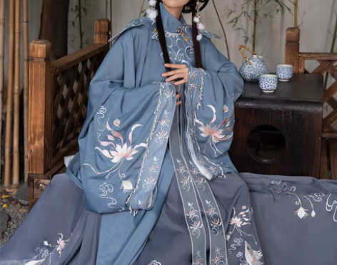 转卖清梳原创西府幽兰明制汉服立领长袄刺绣云...