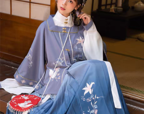 转卖可换可出清梳原创松连枝汉服女明制方领半...