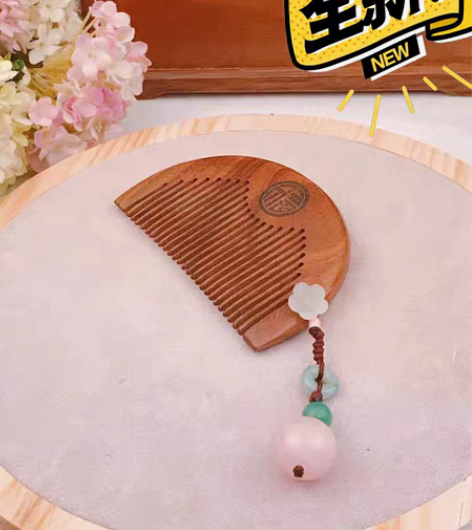 包邮全新原创古风汉服配饰和田玉翡翠粉晶花梨...