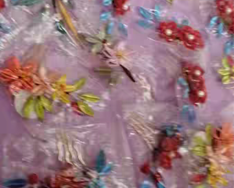 包邮清仓出手工缠花半透明福袋。发簪百合花发...