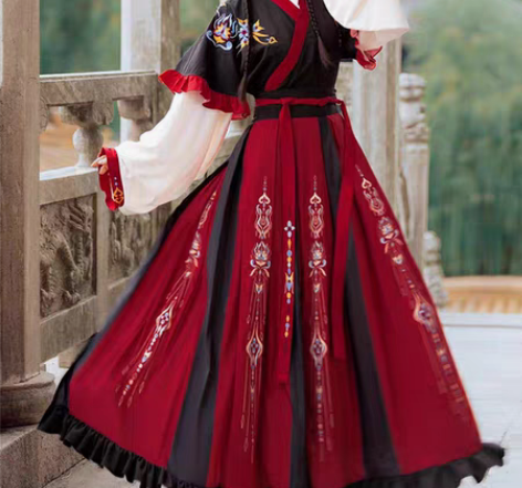 包邮艺缕原创芙蕖汉服女秋冬襦裙重工刺绣齐腰...