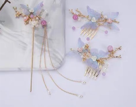 头饰古风发簪发簪套装女生汉服古代明制表演仙...