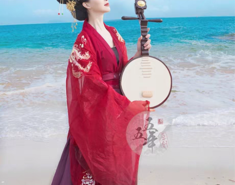 包邮五五年原创汉服 凤归云 红色大袖衫 s...