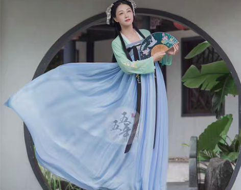 五五年 浅水 原创汉服女对襟齐胸襦裙套装白...