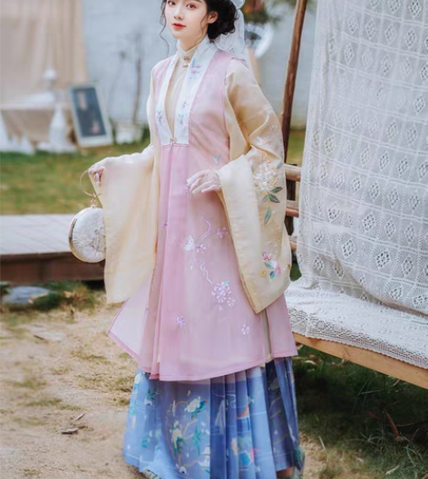 包邮一叶馨香梦朝花原创汉服明制衫长比甲改良...