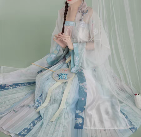 包邮七月夕 绿悦 宋制褙子仿宋抹吊带百褶裙...