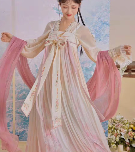 包邮七月夕燕语桃桃齐胸裙双色闺蜜汉元素女汉...