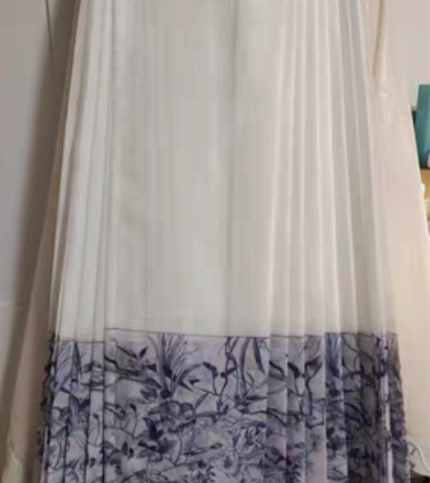 包邮七月夕 蓝卉 原创明制对襟长衫印花马面...