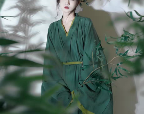 转卖绿色汉服女夏季中国风直裾古装魏晋古风改...