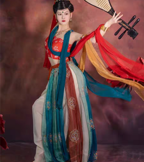 【出】遇见胡璇敦煌飞天汉服女异域风情演出服...