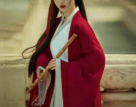 转卖红色汉服女武侠古装中国风魏晋制南北朝齐...