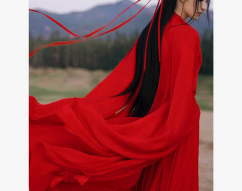 转卖红色魏晋古风武侠古装汉服女款中国风舞蹈...