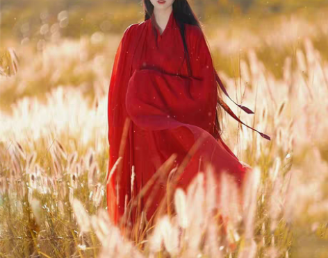 转卖魏晋制汉服女红色武侠古装中国风交领襦裙...