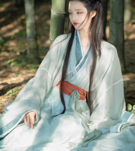 包邮司南阁原创【春山空】汉服女款蓝绿色晋襦...