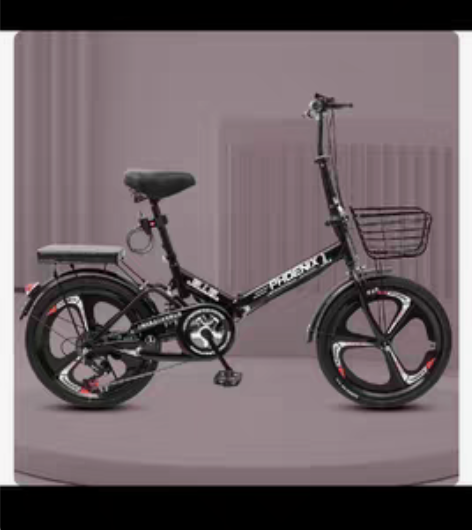 凤凰自行车，黑色变速减震一体轮20寸，可折...