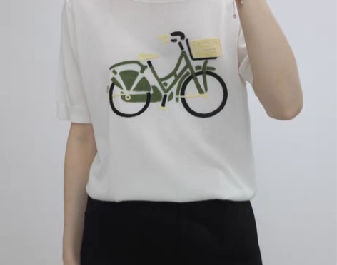 转卖贝贝小众笃家原创设计 刺绣自行车图案 ...