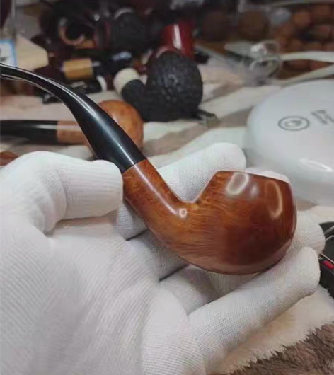 包邮全新石楠木烟斗经典苹果烟斗,深栗色染色...