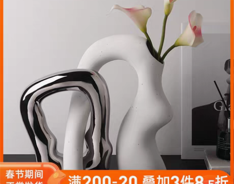 转卖简约ins风艺术花瓶摆件创意陶瓷客厅插...
