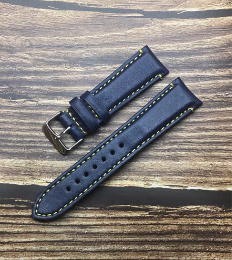 包邮头层牛皮真皮表带 23mm代用西铁城蓝...