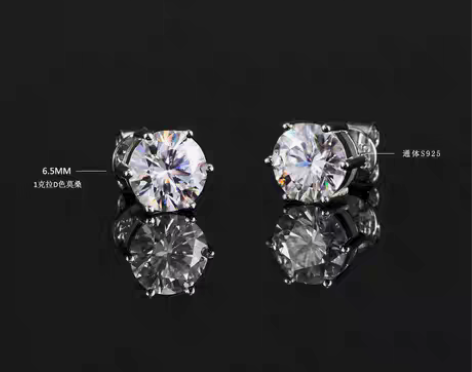 转卖iGT S925 纯银耳饰D色莫桑石钻...