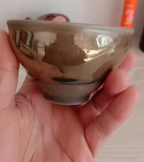 倪锋老师柴烧黄金玉大束口建盏，烧出火纹的黄...