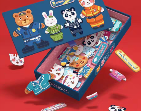 包邮幼儿童早教益智磁性四熊动物拼图卡通宝宝...