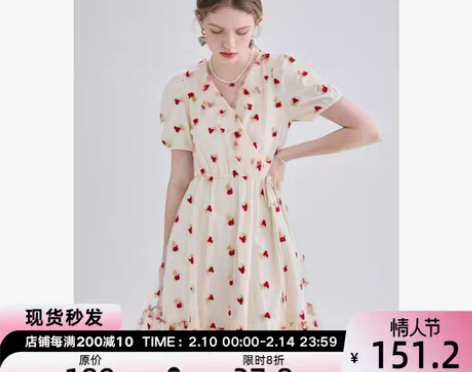 转卖【限时8折】显瘦碎花连衣裙女夏小众设计...
