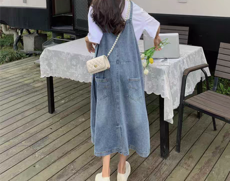 转卖可盐可甜牛仔工装背带裙女夏遮肉显瘦小个...