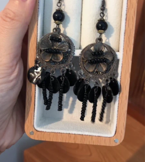 暗黑系耳环 民族风 孤品 中古二手 贝壳珠...