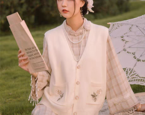 川黛时光 时之物语香片 刺绣针织马甲女背心...