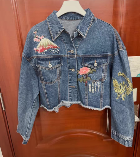 包邮乌丫刺绣牛仔外套 uooyaa牛仔上衣...