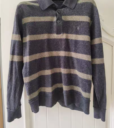 花花公子男士条纹羊绒衫，九成新，实物颜色很...