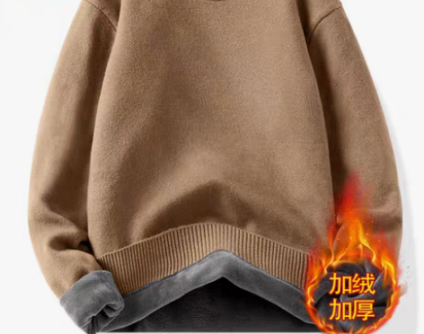 转卖圆领毛衣男秋冬加绒针织打底衫大码宽松男...