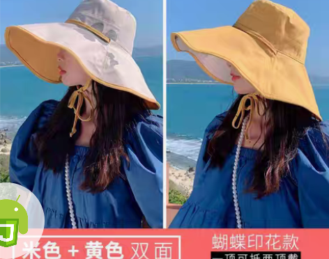 转卖帽子女款夏季遮阳防晒双面渔夫帽韩版遮脸...