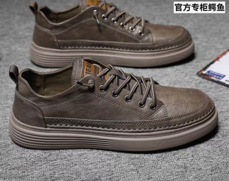 转卖鳄鱼男鞋休闲鞋子男款真皮板鞋男士皮鞋秋...