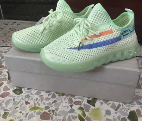 全新小清新绿色软底果冻底透气飞织椰子鞋童鞋...