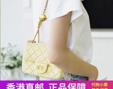 转卖香港代购羊皮方胖子小金球链条包包女潮i...