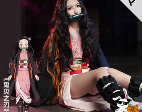 转卖多肉君 鬼灭之刃COS服灶门弥豆子和服...