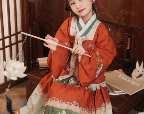 转卖【年货价】儿童新年拜年服明制汉服红色马...