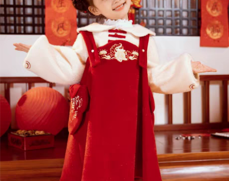 转卖【西子问】汉服女童拜年服唐装儿童喜庆过...