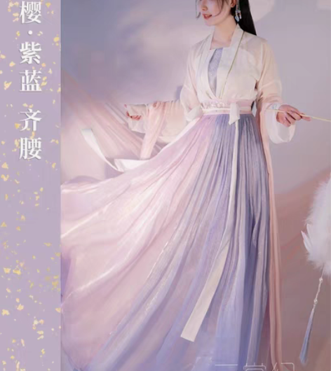 【东月棠】原云裳纪春樱六米摆紫蓝齐腰齐胸襦...