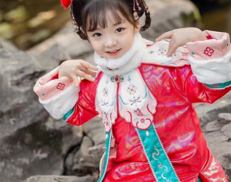 伊娃布衣童装加绒加厚汉服拜年服唐装套装 码...