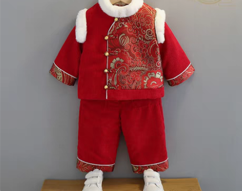 转卖男童汉服拜年服儿童古装唐装宝宝周岁抓周...