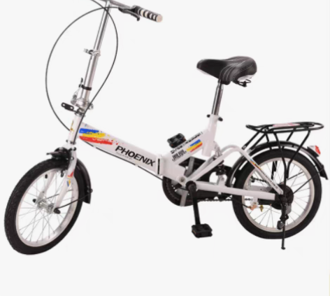凤凰16寸高碳钢车架女式单速折叠车自行车/...