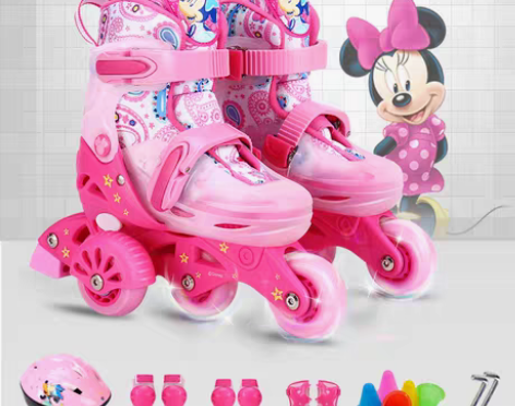 转卖迪士尼溜冰鞋儿童3岁6初学者四轮滑冰5...