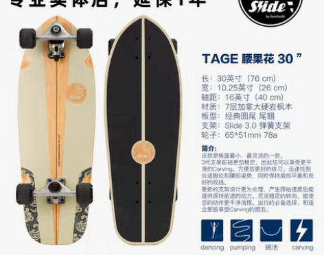 转卖西班牙进口slide陆地冲浪板滑板冲浪...