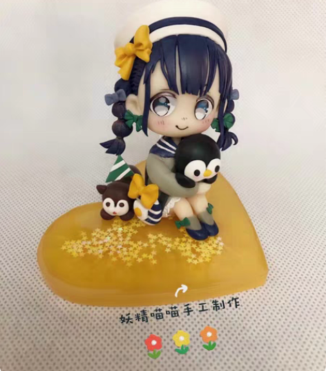 包邮面塑手作 水手服小萝莉 制作材料：冷瓷...