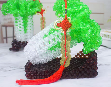 转卖手工串珠工艺品DIY白菜家居摆件百财如...